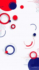 Obraz premium Abstract graphic design with layered circles, linear elements, and halftone textures generating dynamic visual complexity