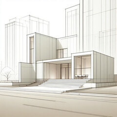 Fototapeta premium abstract architectural drawing of city buildings