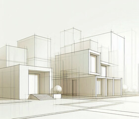 Fototapeta premium abstract architectural drawing of city buildings