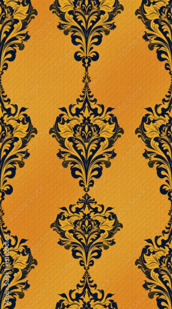 Poster elegant golden and black damask pattern design for wallpaper and textile background