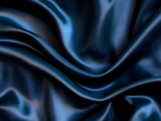 Obraz premium Luxurious Deep Blue Satin Fabric with Gentle Rippled Texture