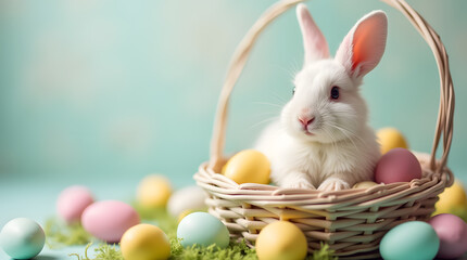 Adorable Easter Bunny with Colorful Eggs