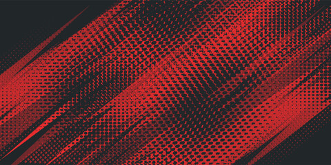 Abstract Red and Black Dynamic Halftone Pattern with Sharp, Angled Lines Creating a Striking Modern Design for Backgrounds or Overlays