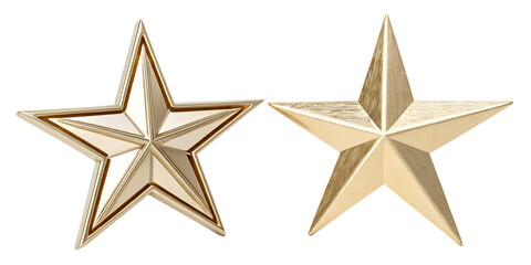 Obraz premium Golden Five-Pointed Star on White, Bright Golden Star, Decorative Shiny Star, Cut Out