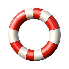 Summer Fun: Red and White Swimming Ring Isolated, png