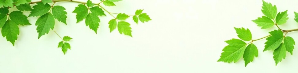 Fototapeta premium delicate green leaves scattered on white background, leaves, leafy