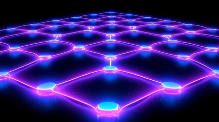 A seamless data grid with softly glowing lines and dynamic floating graphs.