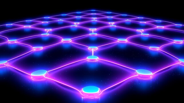 A seamless data grid with softly glowing lines and dynamic floating graphs.