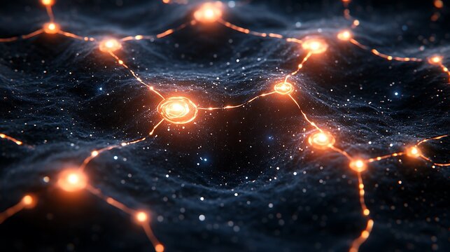 A seamless data grid with softly glowing lines and dynamic floating graphs.