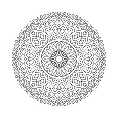 Elegant Floral Mandala Intricate Line Art for Coloring Books, Henna, Tattoos, Ornamental, Boho, Spiritual and Symmetrical Design for Mindfulness and Healing