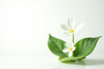 Obraz premium Small white bloom isolated on pure white background, white, leaf