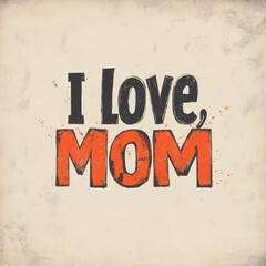 A Mothers Day design featuring hearts and the words I love my mom