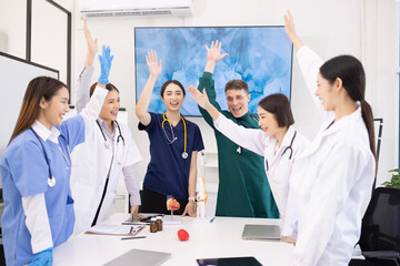 Fototapeta premium Team of doctor working with x-ray film and in meeting room at the hospital. Healthcare and medicine concept. 