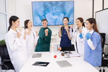 Fototapeta premium Team of doctor working with x-ray film and in meeting room at the hospital. Healthcare and medicine concept. 