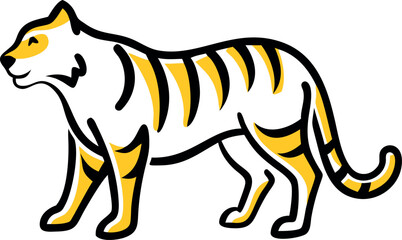 Fototapeta premium a fierce tiger with orange stripes standing tall and proud