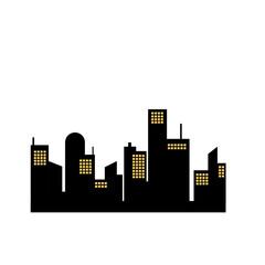 Fototapeta premium City silhouette vector set. Panorama city background.