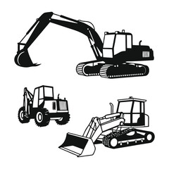 Silhouettes of Construction Vehicles – Excavators