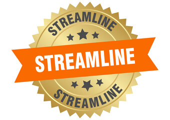 streamline. streamline round orange and gold label isolated on transparent background