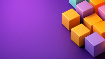 Obraz premium Pastel Cubes on Purple Background Abstract Geometric Design