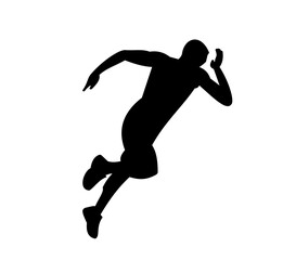 Running men and women, vector set of isolated silhouettes