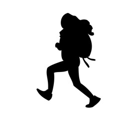 Set of vector silhouettes of mountaineers 