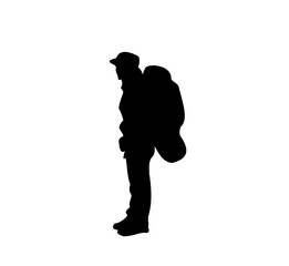 Set of vector silhouettes of mountaineers 