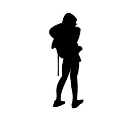 Set of vector silhouettes of mountaineers 