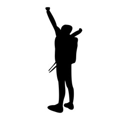 Set of vector silhouettes of mountaineers 