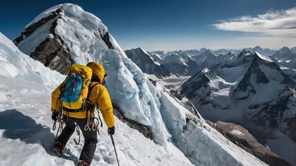 Mountain climber on the mountain