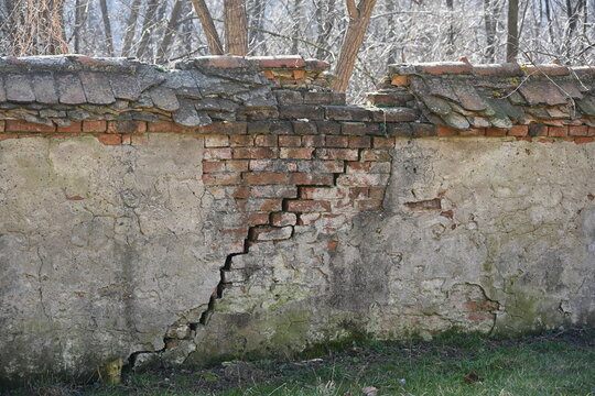 Fototapeta mur cegły pęknięty kamienny ceglany  