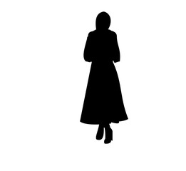 Collection of illustrations of silhouettes of women wearing hijabs
