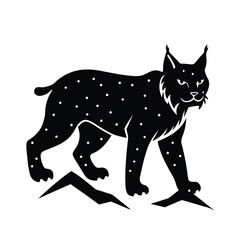 lynx walking  vector Silhouettes illustration