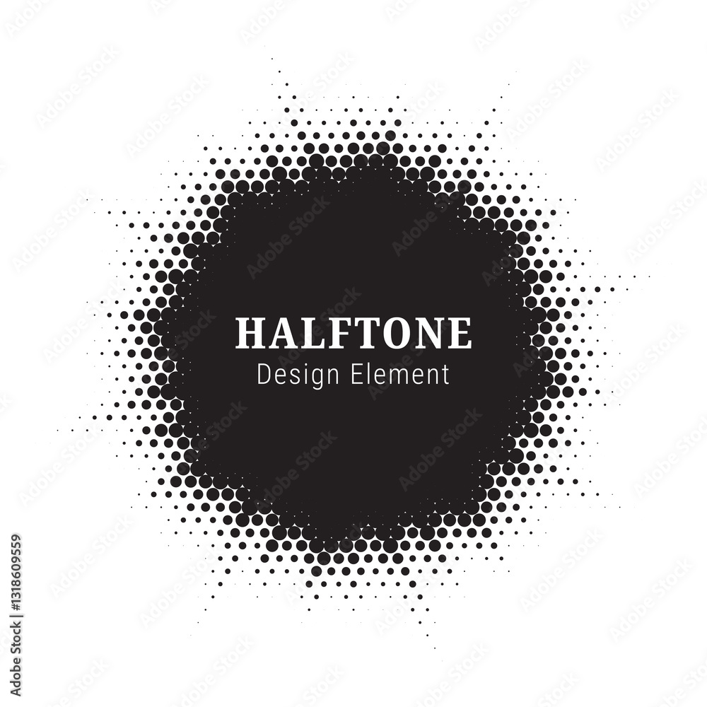 Aufkleber Burst Halftone light effect. Glowing light burst. abstract grunge halftone dots background. Vector illustration.