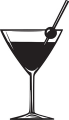 Cocktail Glass Silhouette Vector, Cocktail Recipes SVG Design