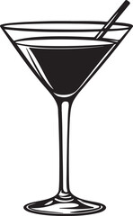 Cocktail Glass Silhouette Vector, Cocktail Recipes SVG Design