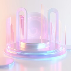 Pastel geometric podium with smooth textures for a modern presentation