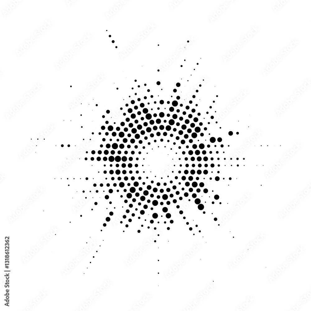 Poster burst halftone light effect. glowing light burst. abstract grunge halftone dots background. vector i