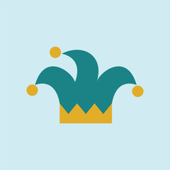 Jester hat April Fool's Day icon symbolizes humor and mischief, perfect for prank-themed designs, festive celebrations, and playful illustrations.