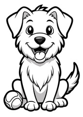 Happy Cartoon Puppy Coloring Page – Vector Outline for Kids, Cartoon Puppy Coloring Page, Cute Dog Outline Vector, Fun Puppy Drawing for Kids
