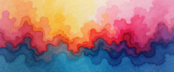Obraz premium Abstract Watercolor Gradient Background with Wavy Colorful Layers