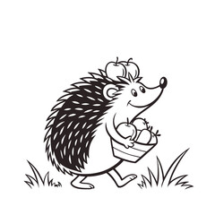 Cute Hedgehog Carrying Apples – Black and White Coloring Page, Happy Hedgehog with Apples Outline
Cute Woodland Hedgehog Coloring Page for  Coloring book
Simple Hedgehog Sketch for Kids
