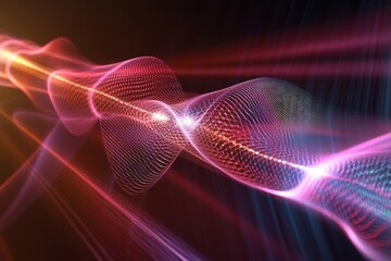 Fototapeta premium Colorful abstract wave patterns creating dynamic visual effects in dark space