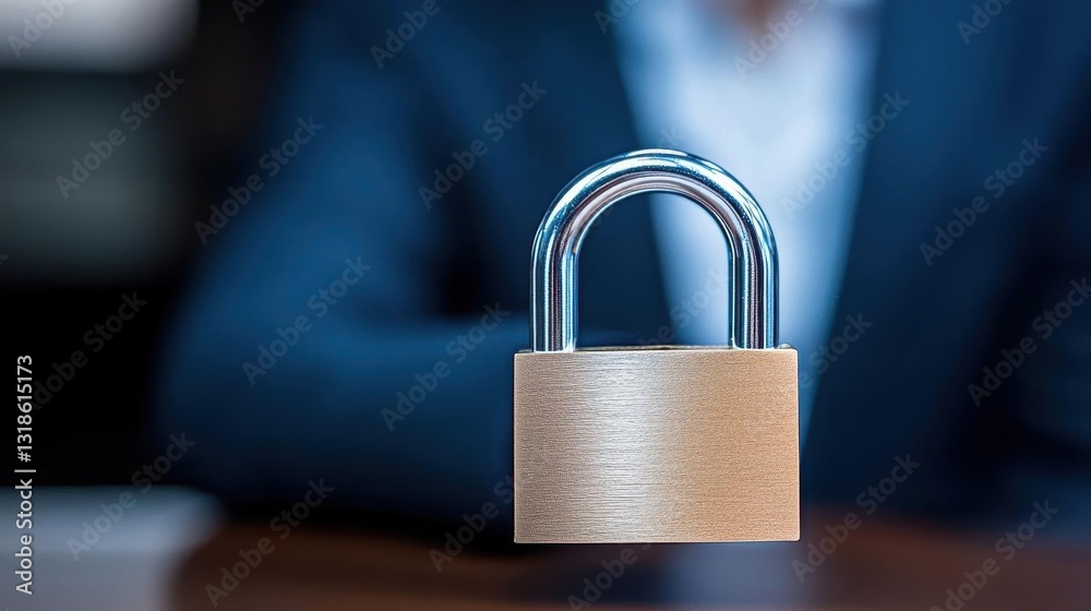 Aufkleber A padlock at the center of a network of connected people, representing data security and privacy