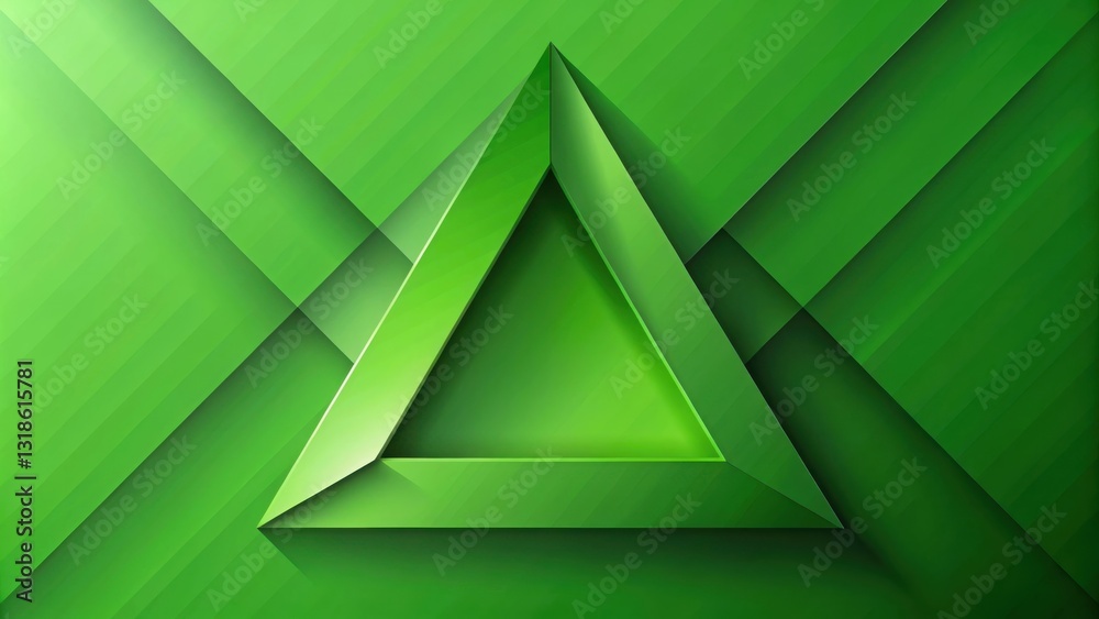 Poster abstract geometric green triangle pattern with striped background