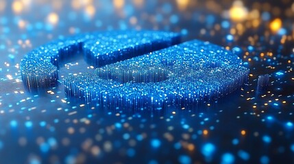 A smooth digital surface displaying dynamic pie charts and numeric statistics in cyan.