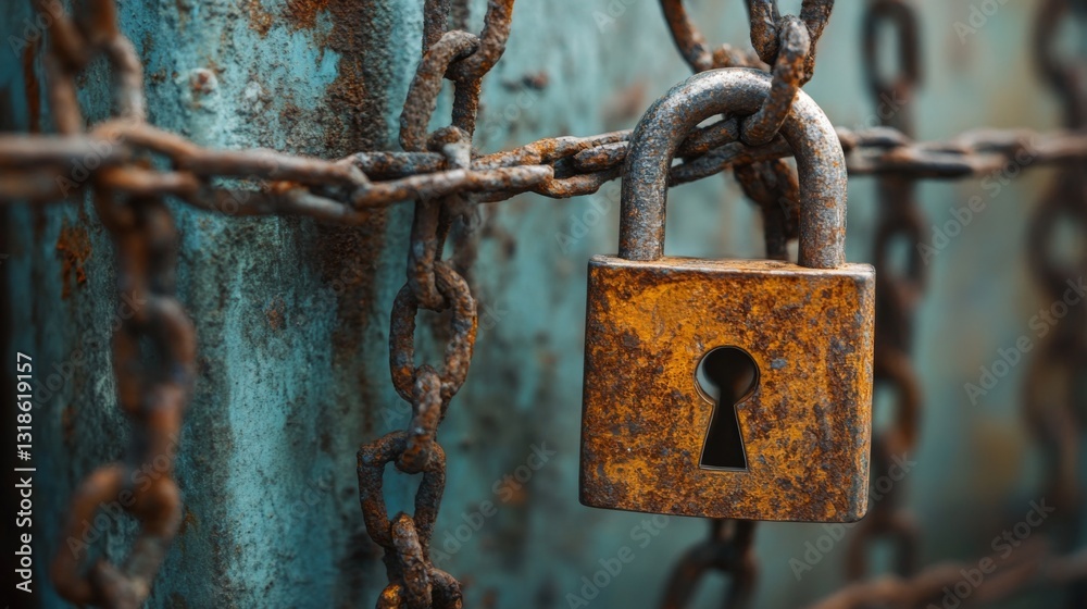 Poster a network firewall blocking an unauthorized access attempt, with a locked padlock icon in the foregr