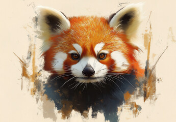 Fototapeta premium Red panda close-up on abstract background.