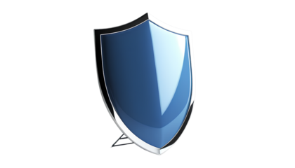Photo of reflective blue shield isolated on transparent background.png