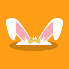 Cute Easter bunny ears peeking out from burrows with a yellow bow. A fun and festive illustration perfect for holiday decor, greeting cards, and digital designs.