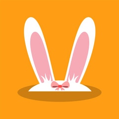 Cute Easter bunny ears peeking out from burrows with a pink bow. A fun and festive illustration perfect for holiday decor, greeting cards, and digital designs.00 Easter 4-18